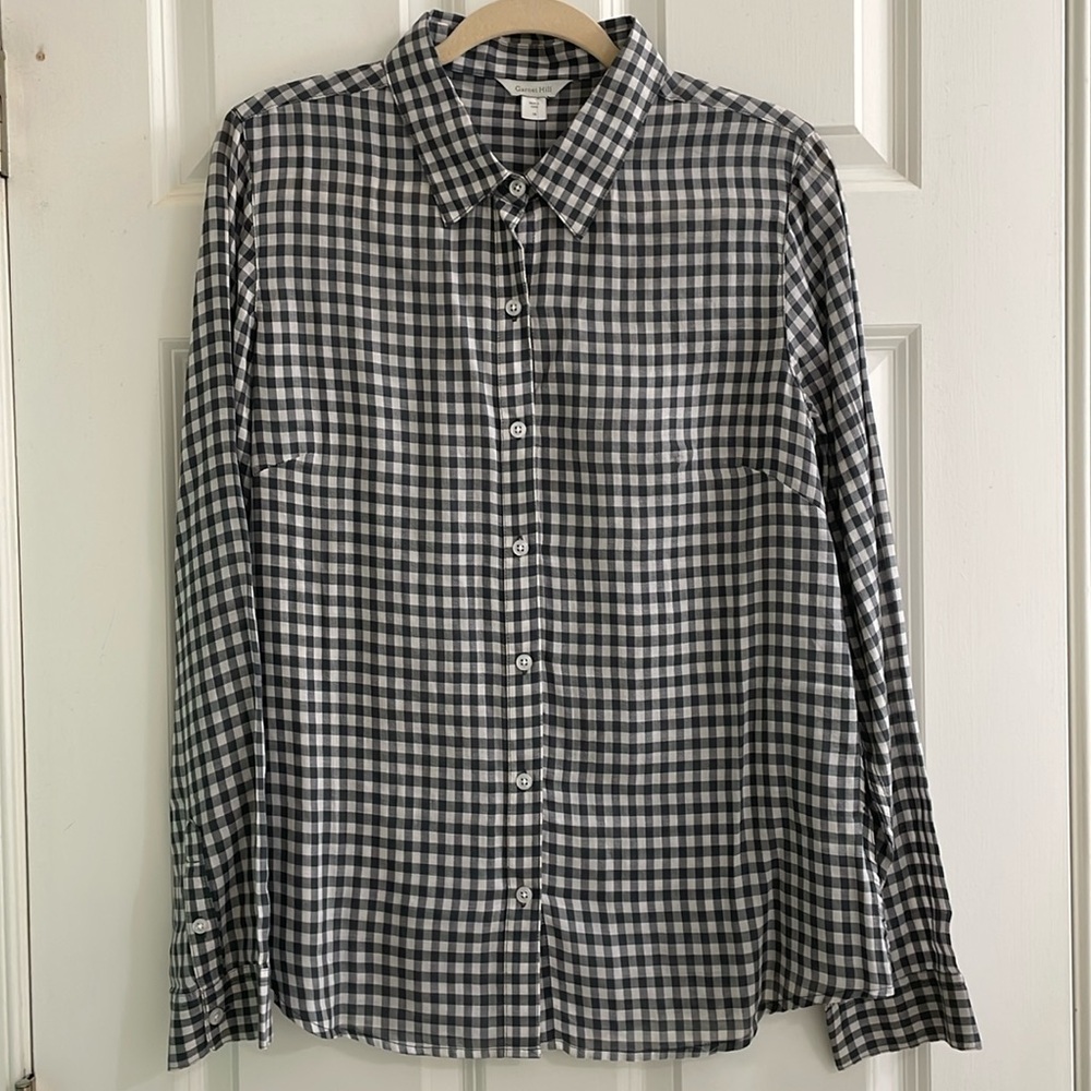 Garnet Hill gray/white button down shirt